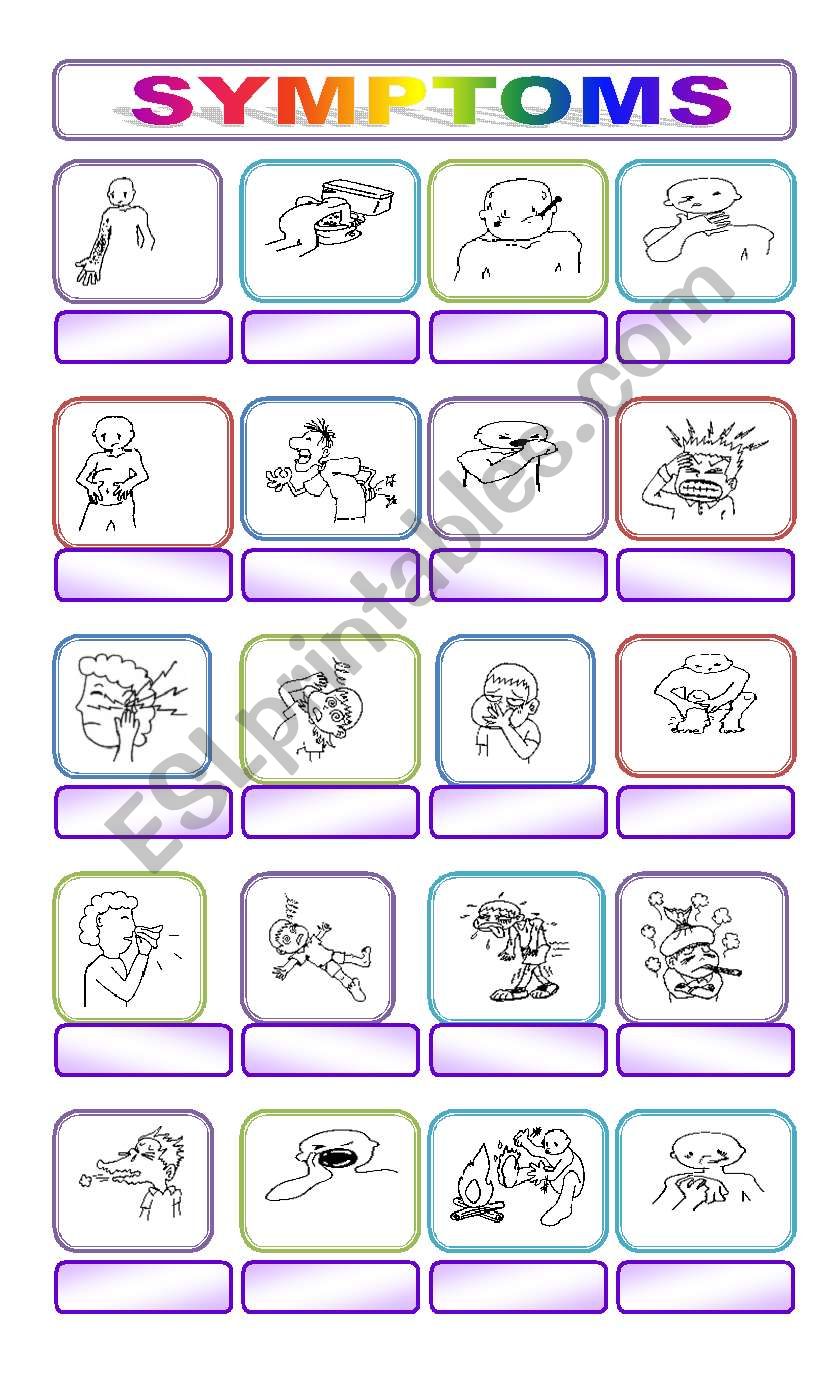 AILMENTS AND SYMPTOMS worksheet