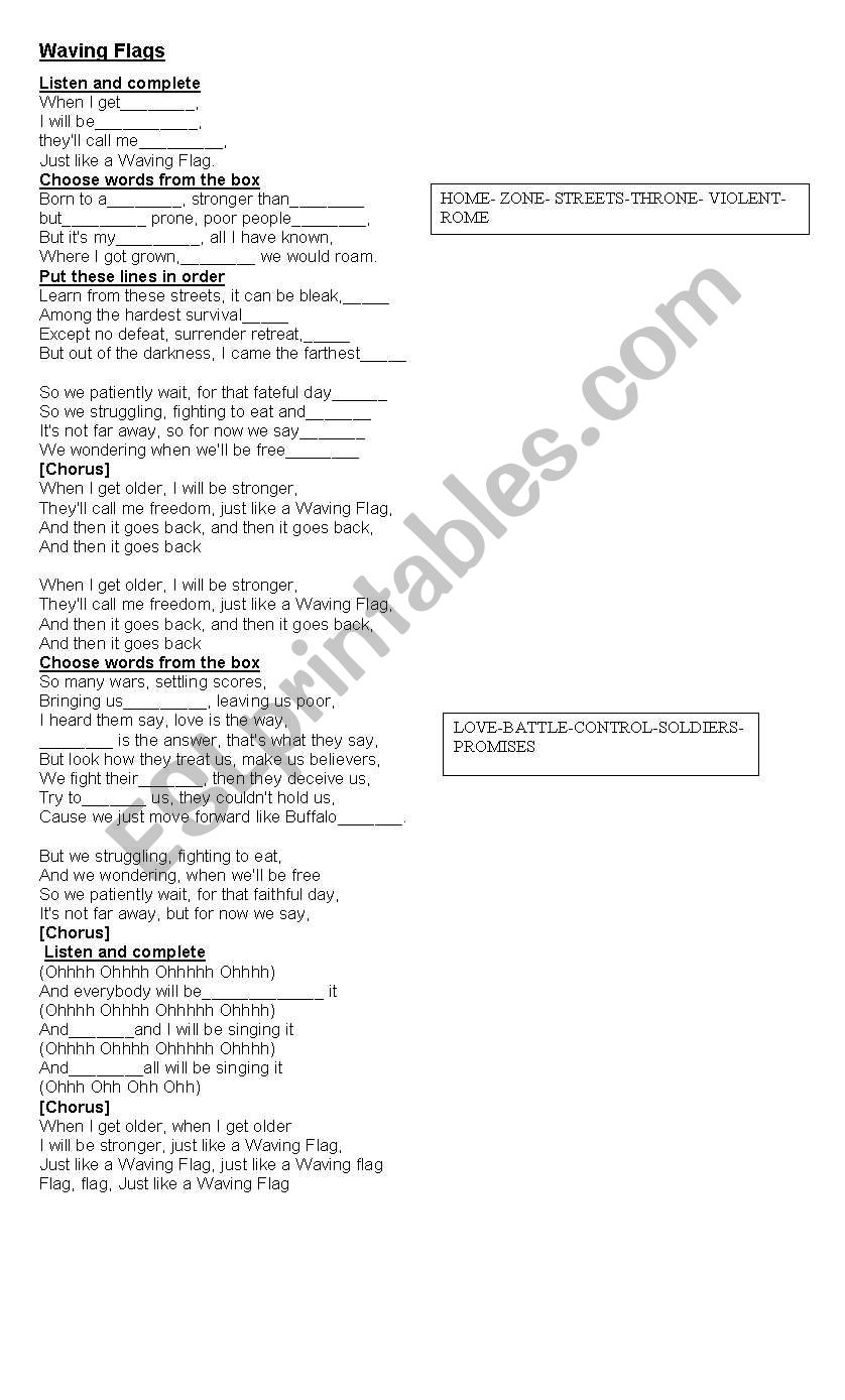 Waving Flags worksheet