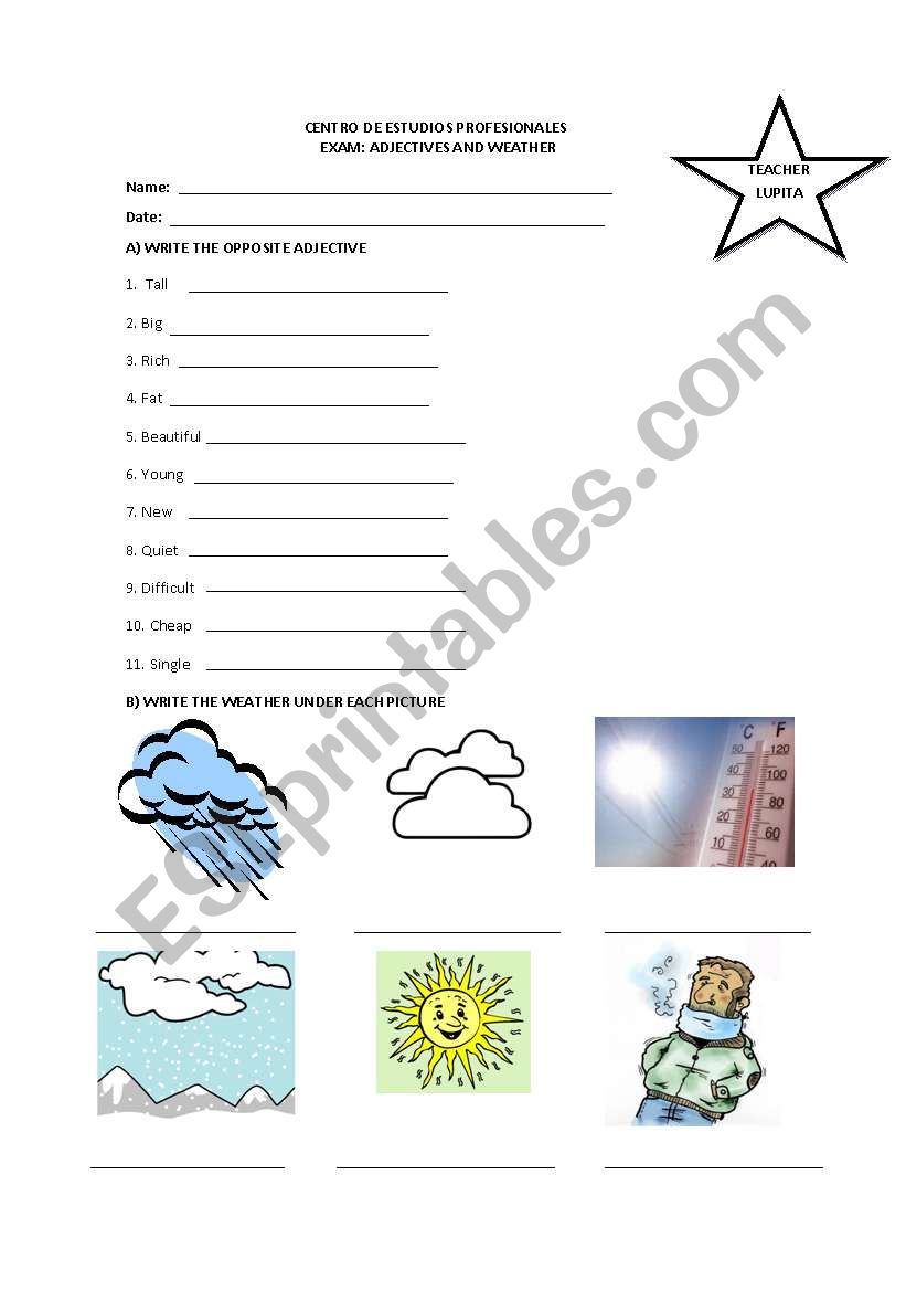 OPOSITE ADJECTIVES AND WEATHER