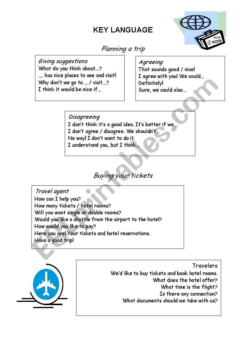 Planning a trip worksheet