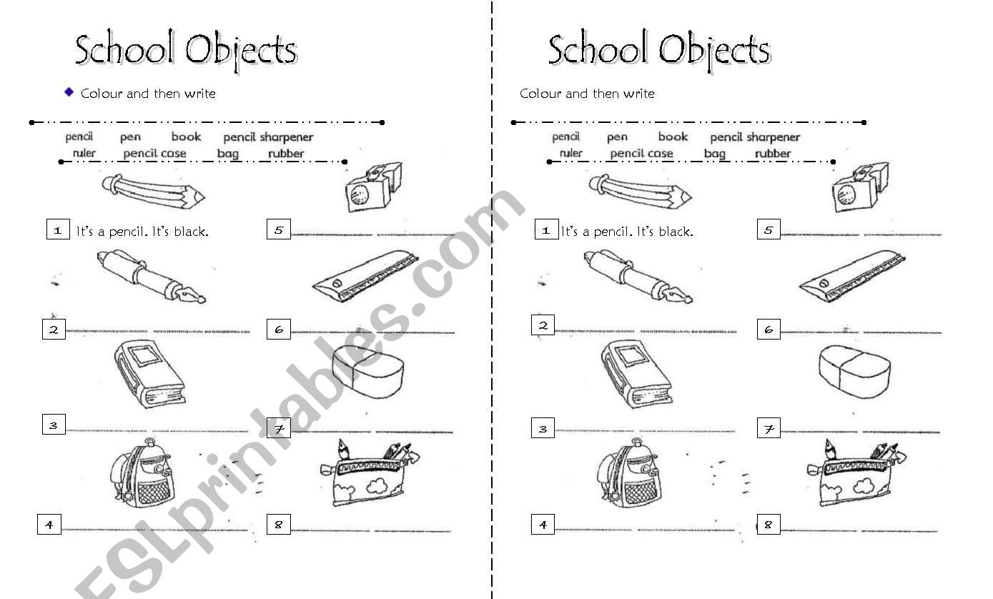 School objects & Colours worksheet