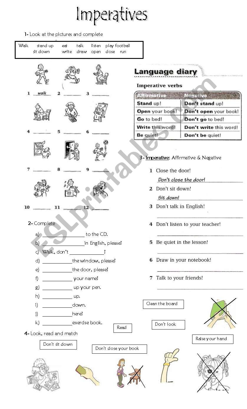 imperatives esl worksheet by bettiana