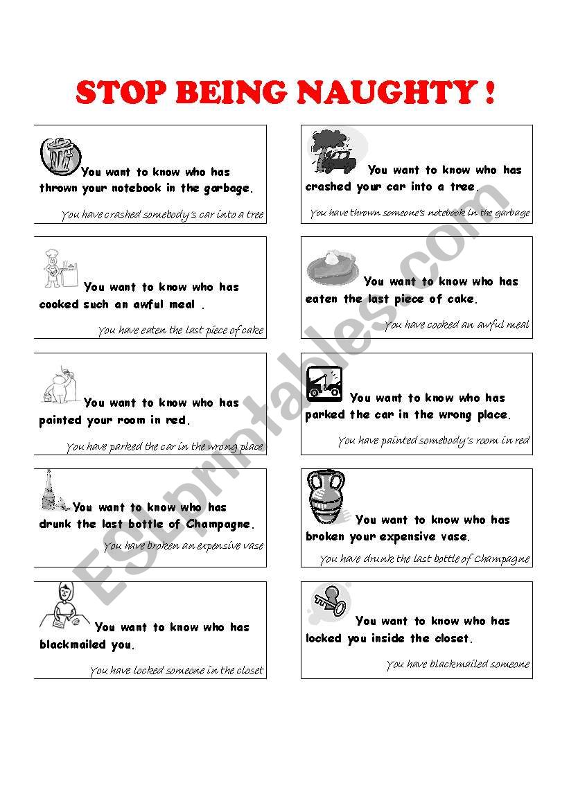 PRESENT PERFECT PLAYING CARDS worksheet