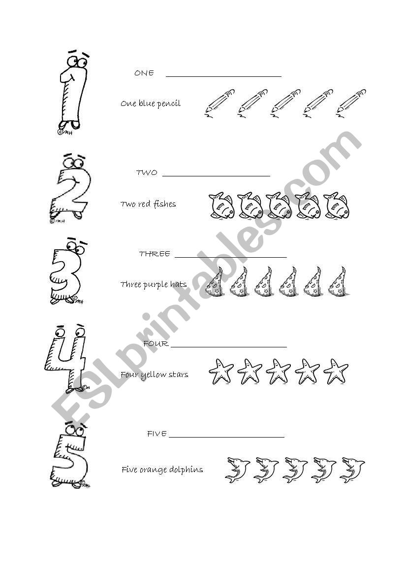 COLOURS AND NUMBERS worksheet