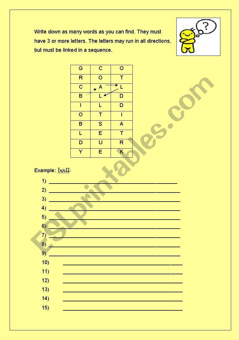 Challenge worksheet