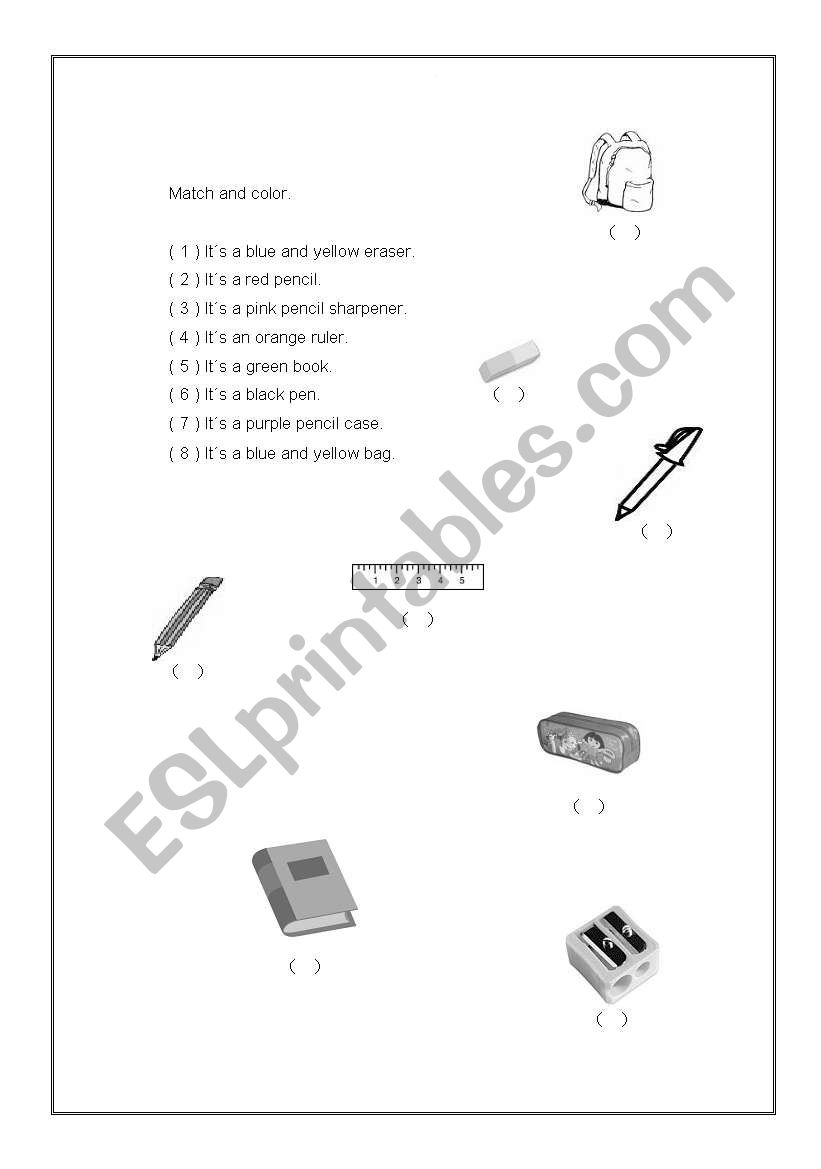 Classroom objects  worksheet