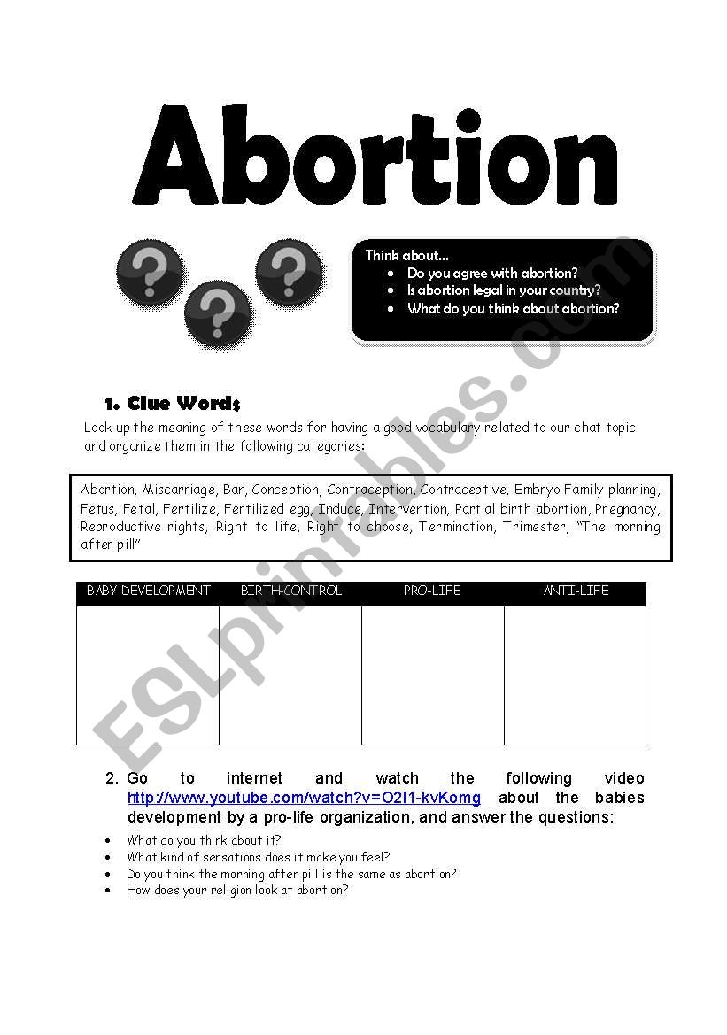 Abortion worksheet
