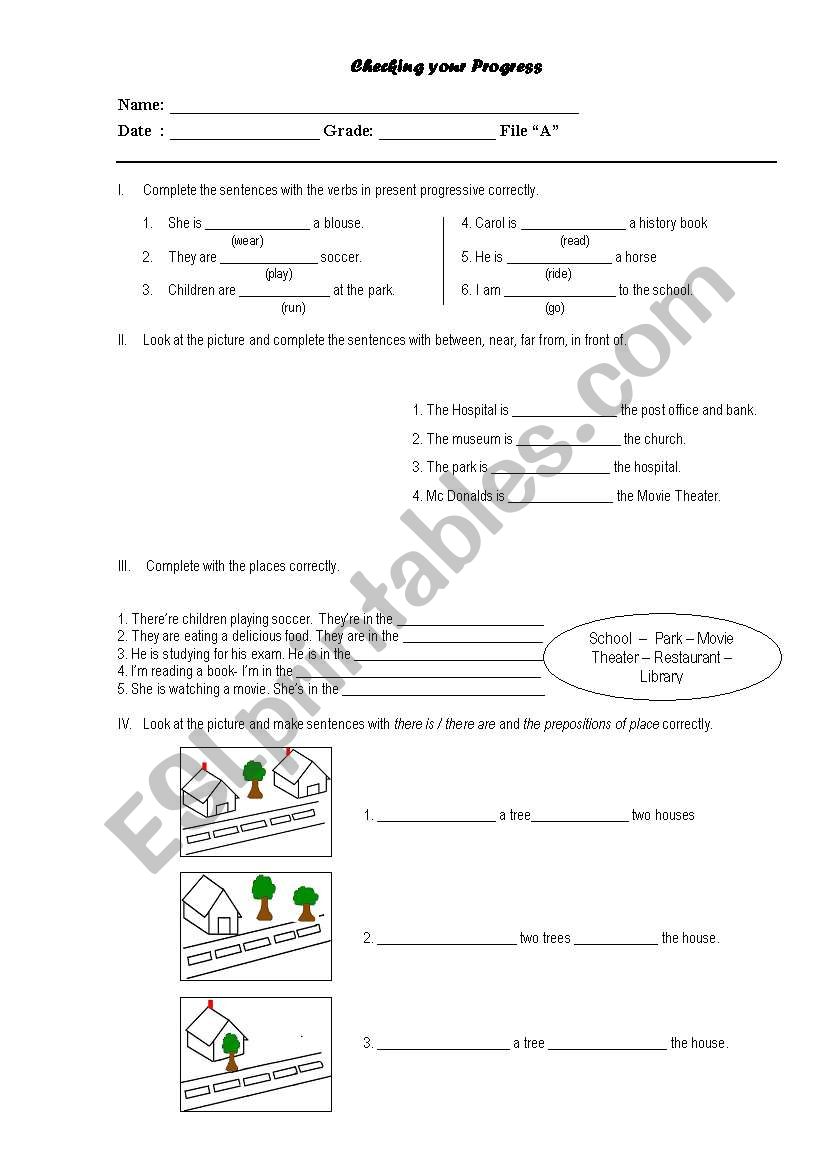 prepositions of place worksheet