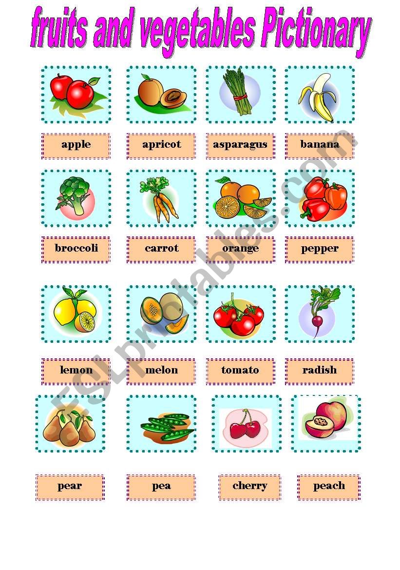 Fruits and vegetables worksheet