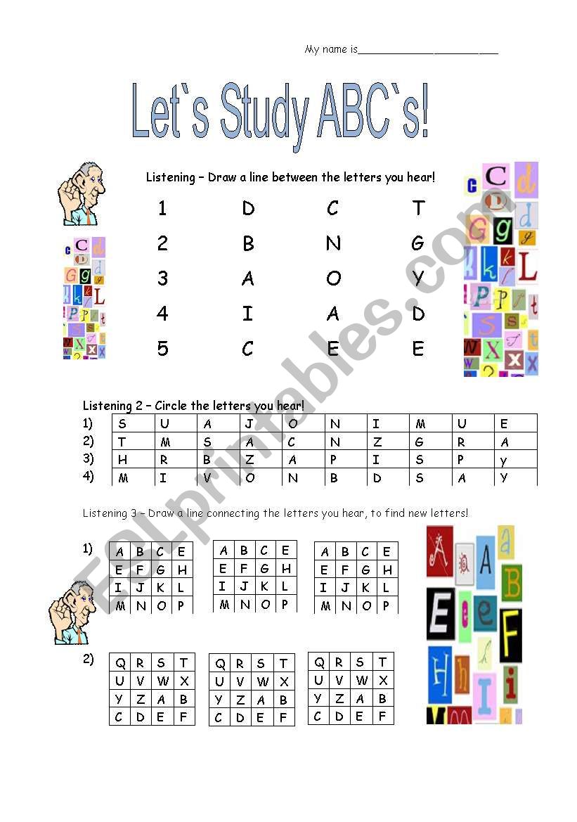 ABC Listening activity worksheet