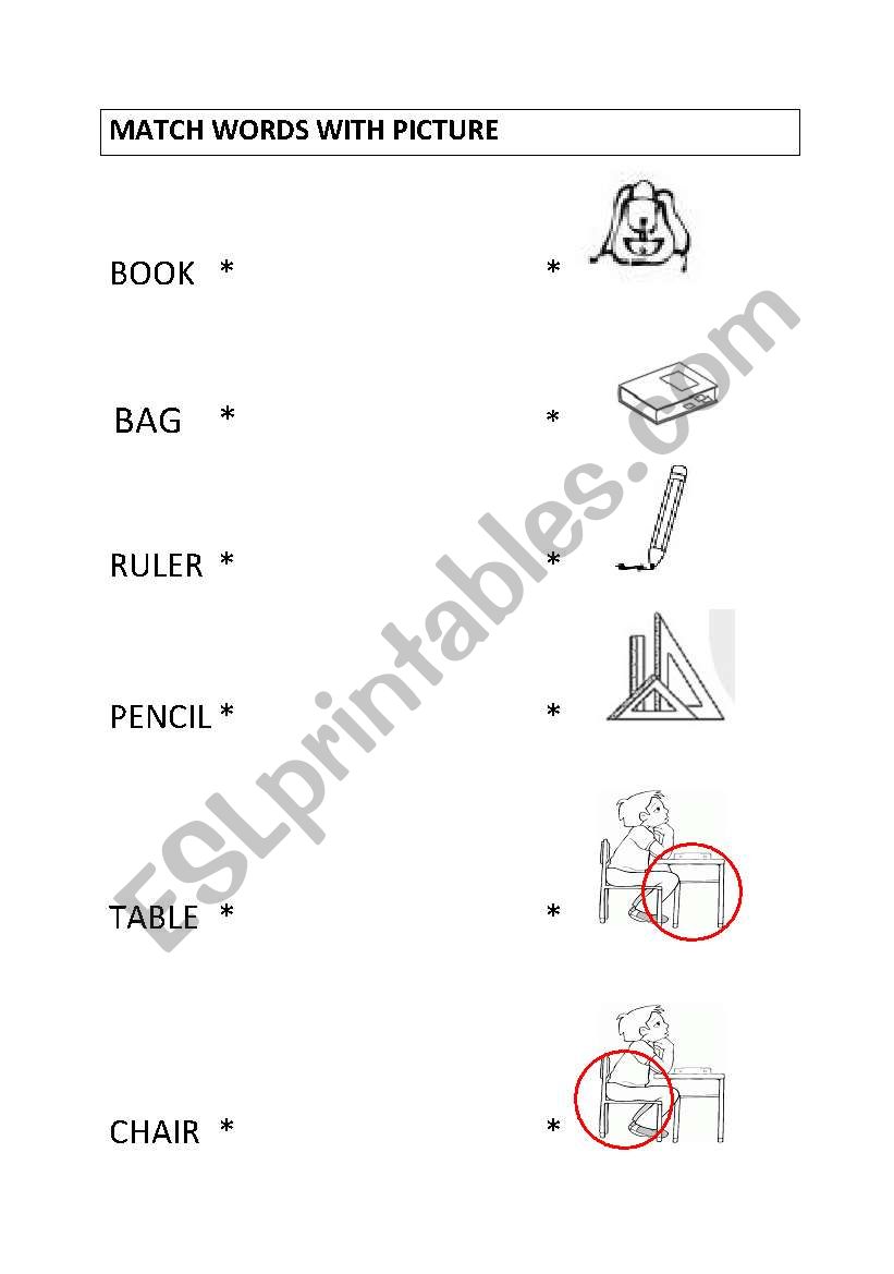 THINGS IN THE CLASSROOM worksheet