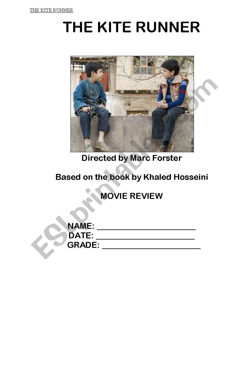 The Kite Runner Movie Review  worksheet