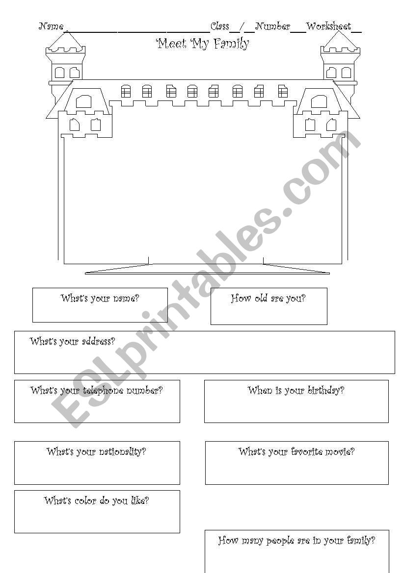 fill up my family worksheet