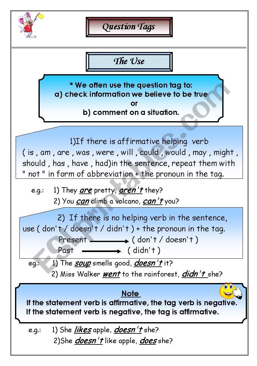 Question tags worksheet