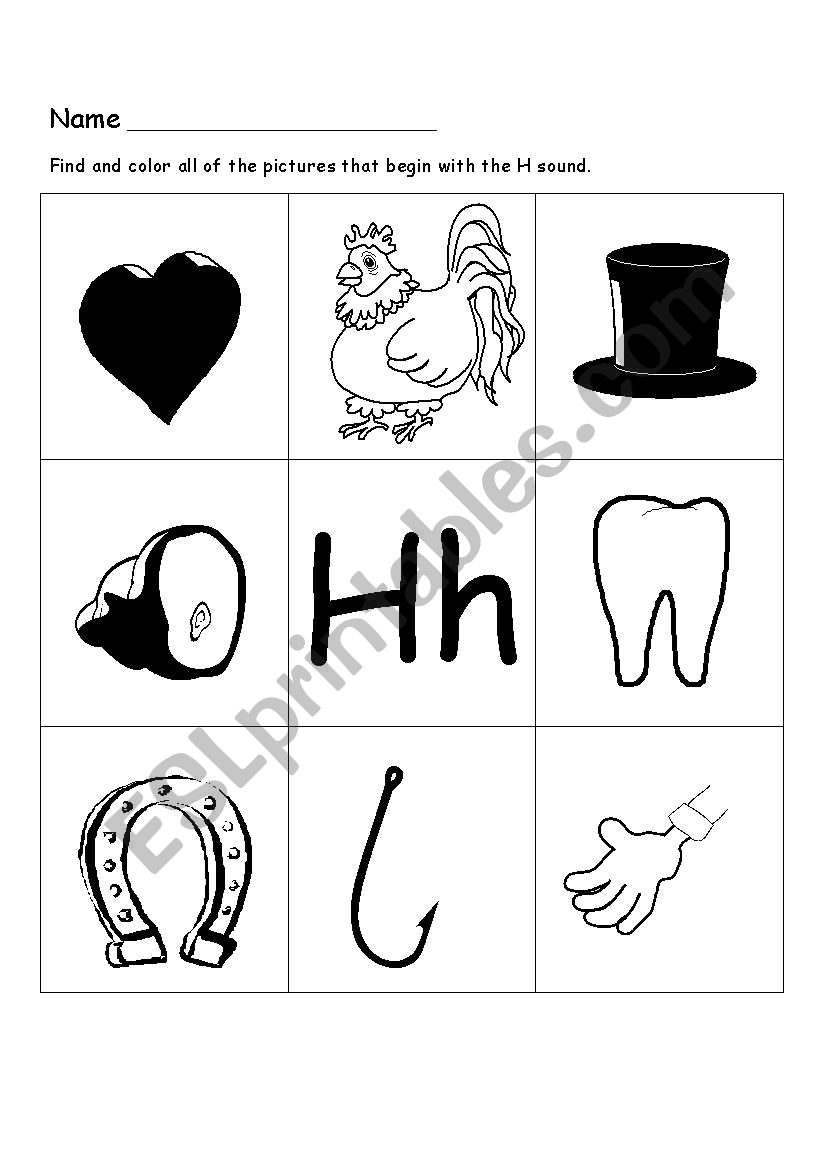 The Letter H worksheet