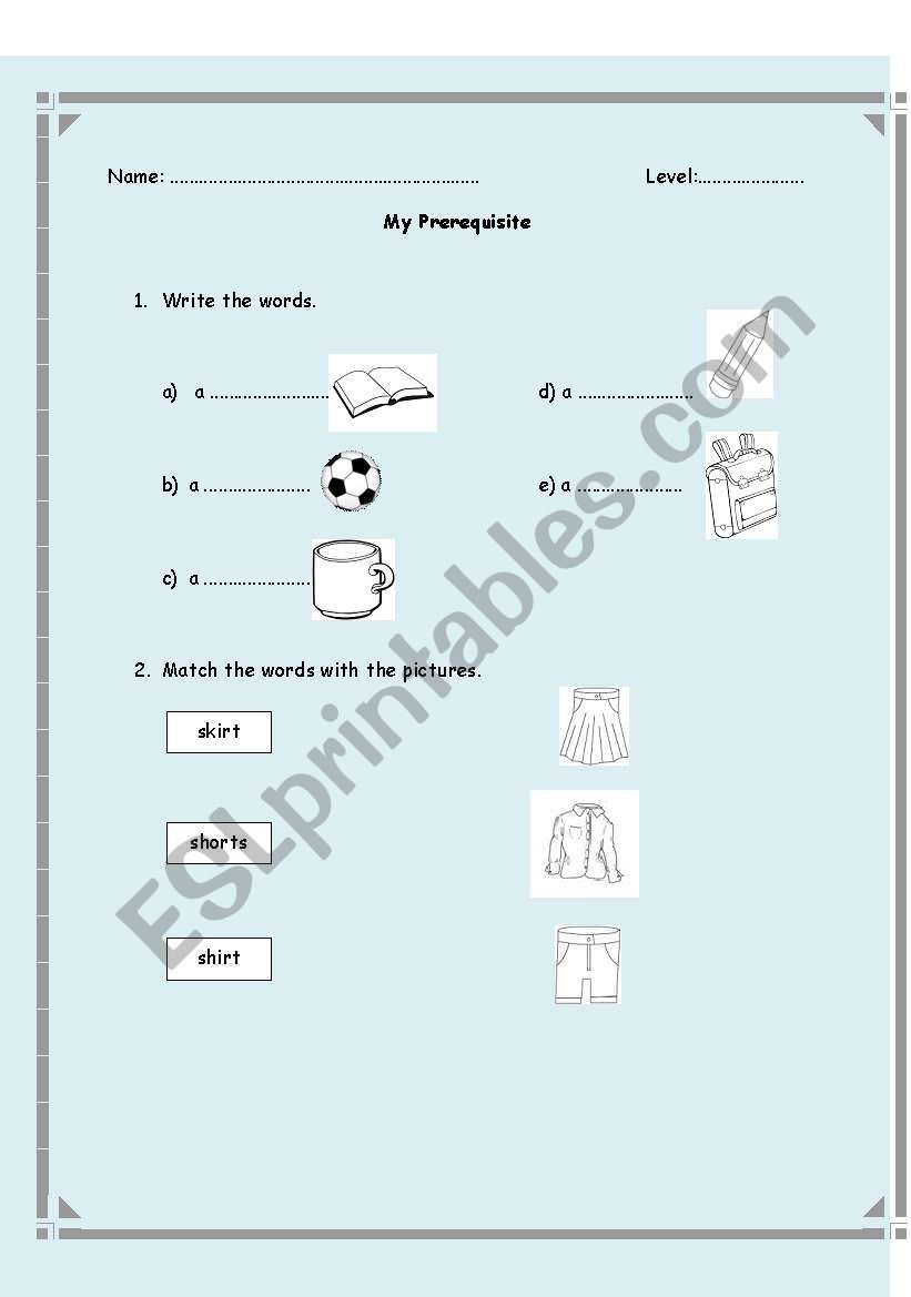 Basic English worksheet
