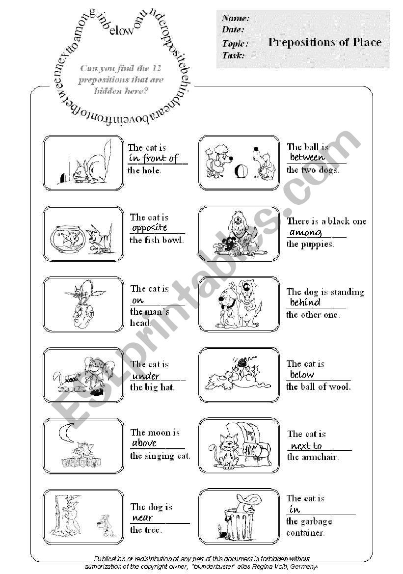 Prepositions of Place (12) + Key