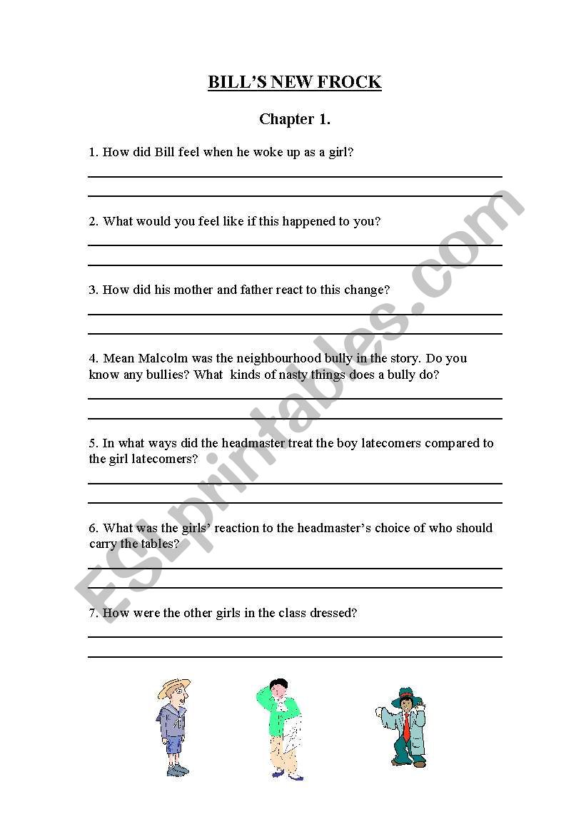 Bills New Frock Comprehension Worksheets