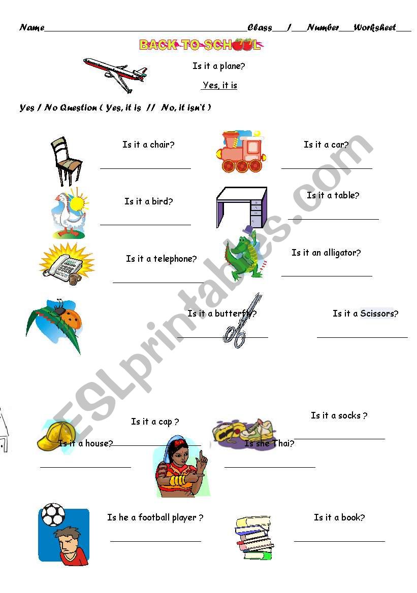 yes / no Question  worksheet