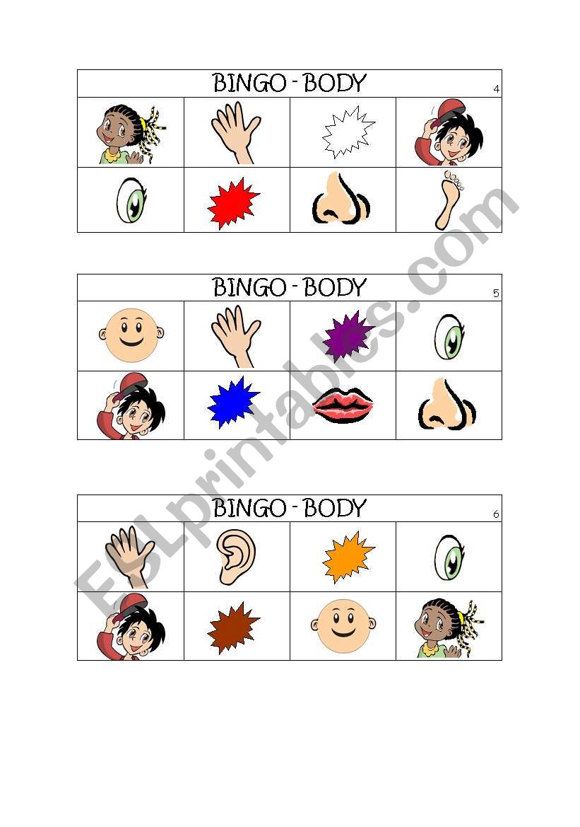 Body Bingo 2 worksheet