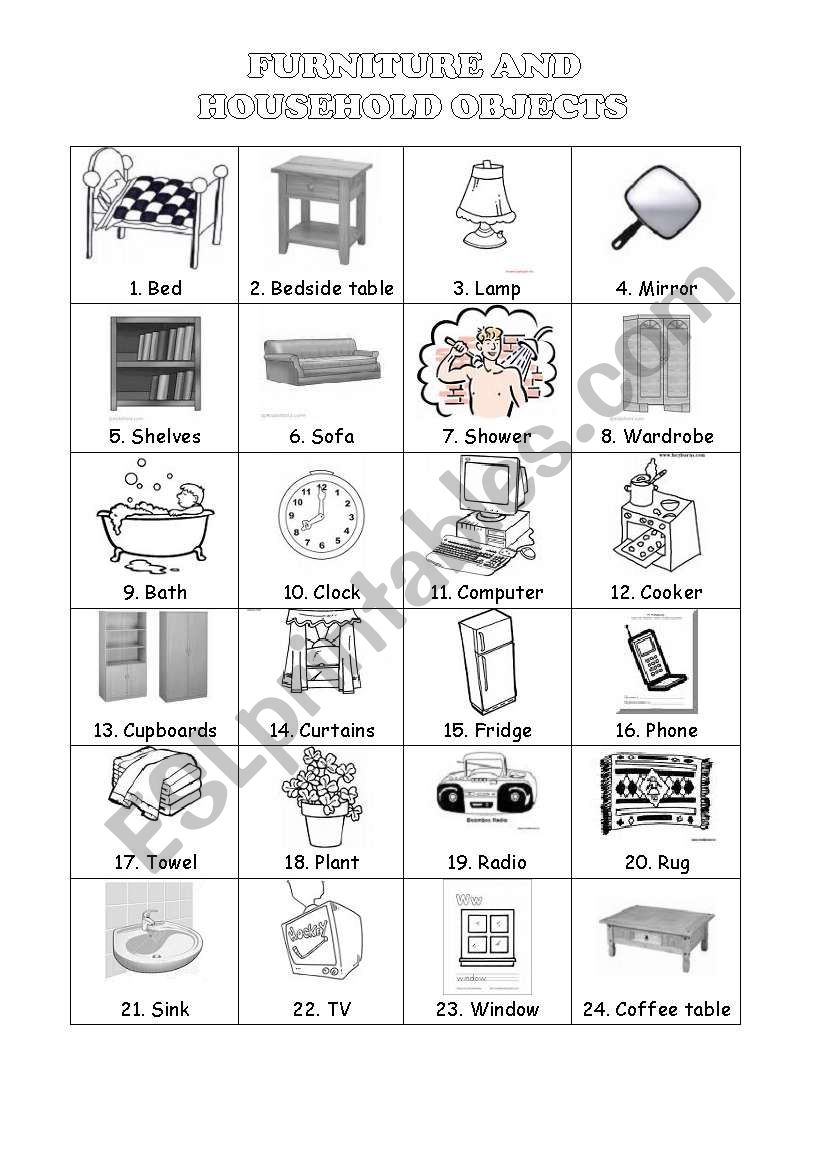 Furniture worksheet