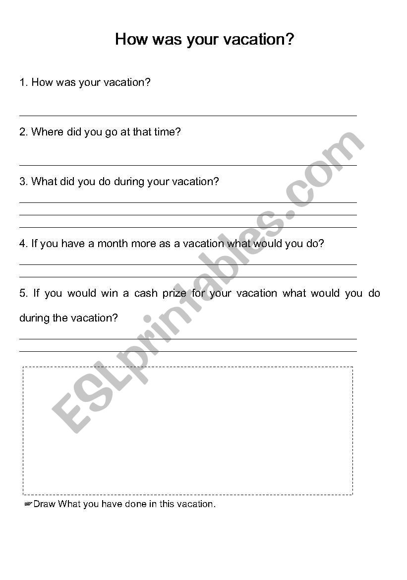 How was your vacation? worksheet