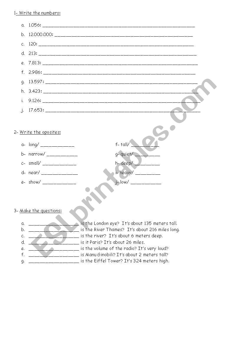 revision 4th children worksheet