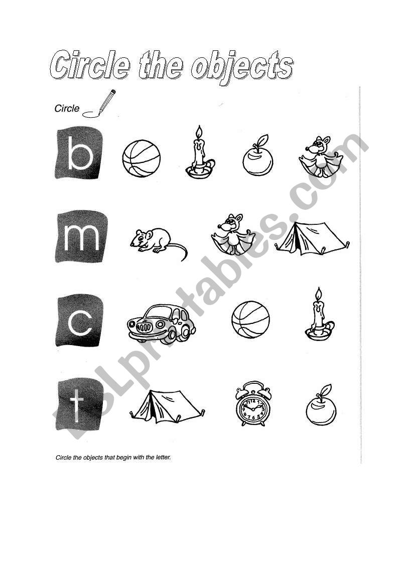 Circle the objects worksheet