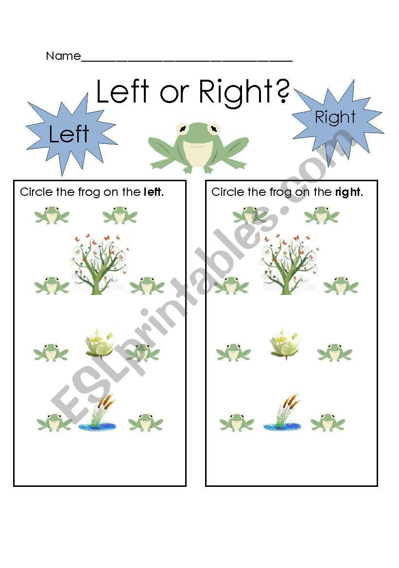 Left or Right worksheet