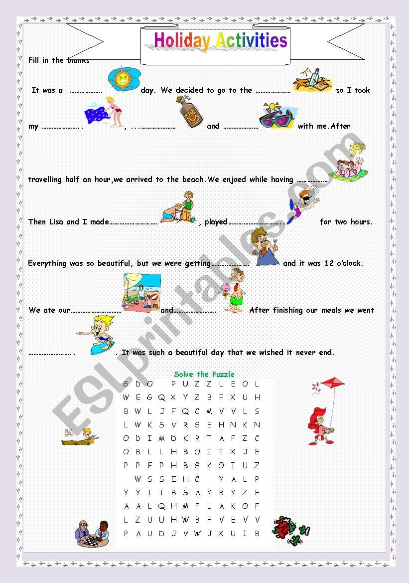 holiday vocabulary worksheet