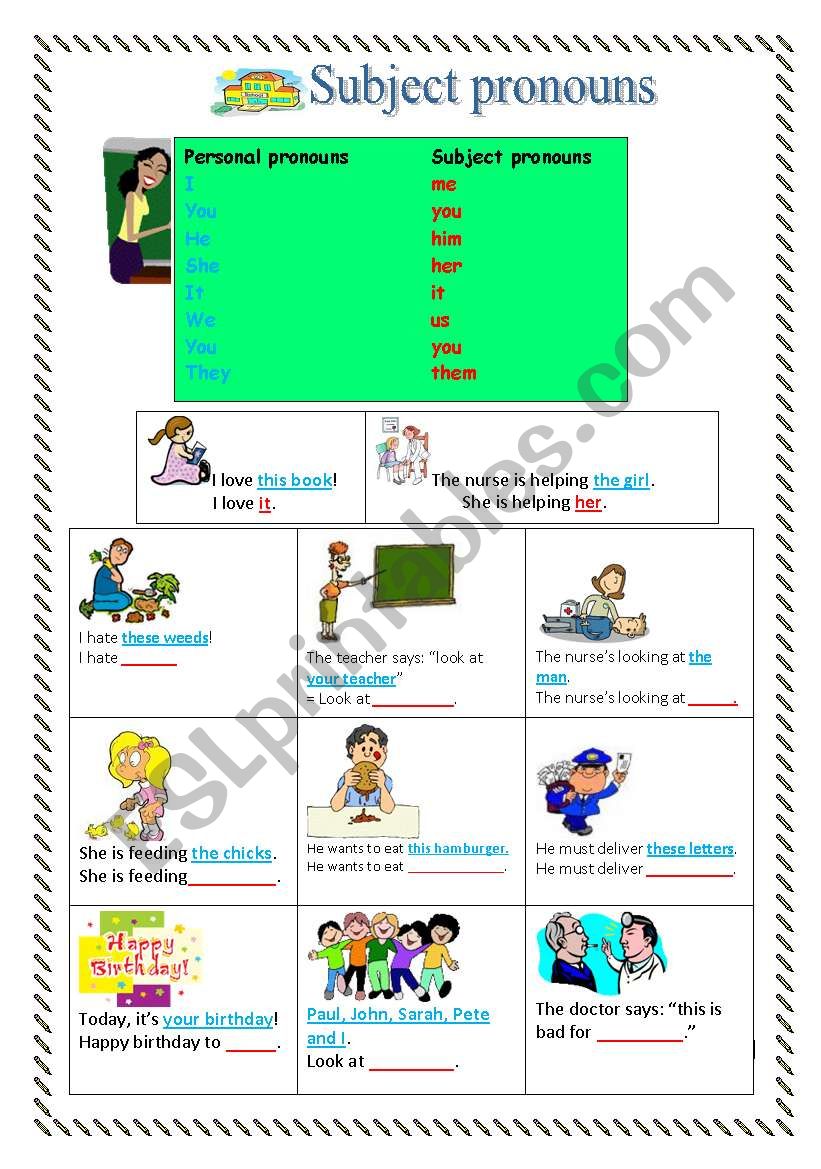 object pronouns worksheet