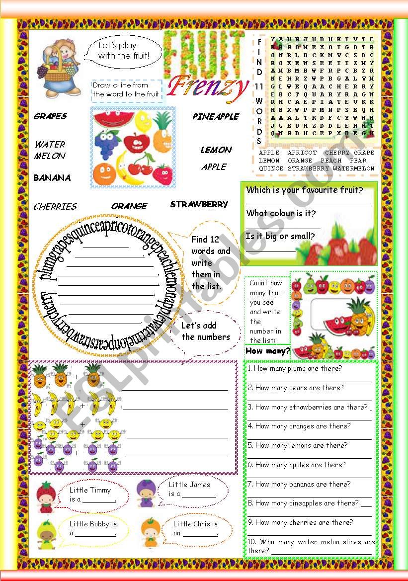 Fruit Frenzy worksheet