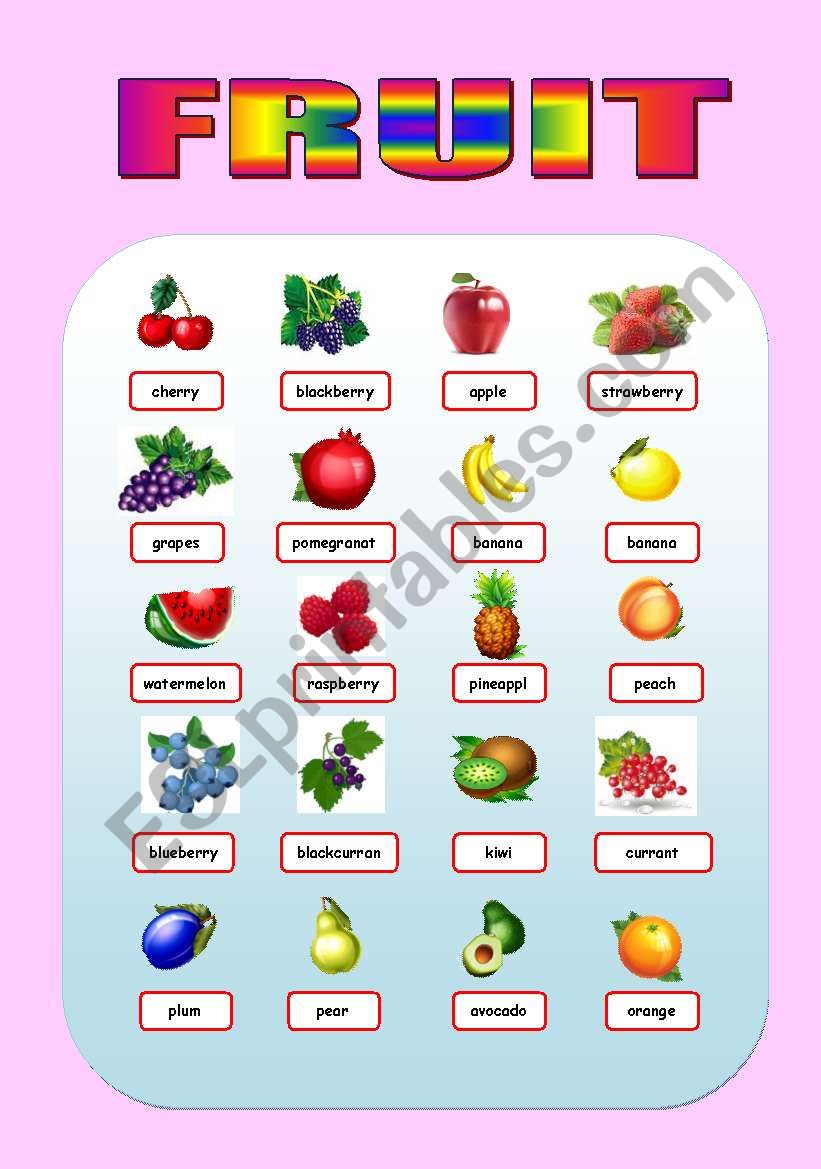 FRUIT worksheet