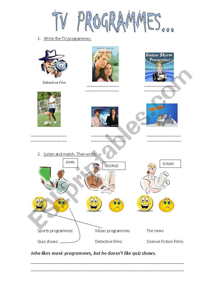 TV programmes worksheet