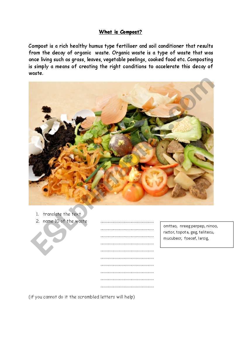 what is compost? worksheet