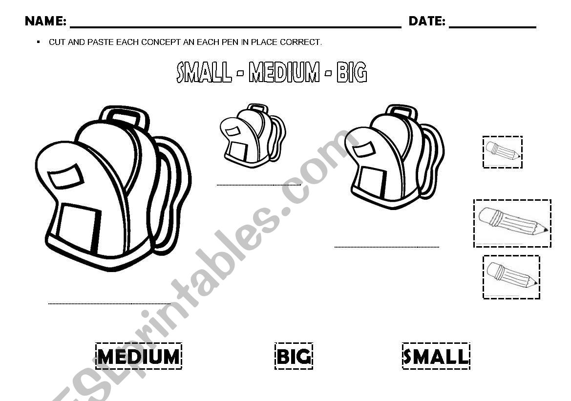 SMALL-MEDIUM-BIG worksheet