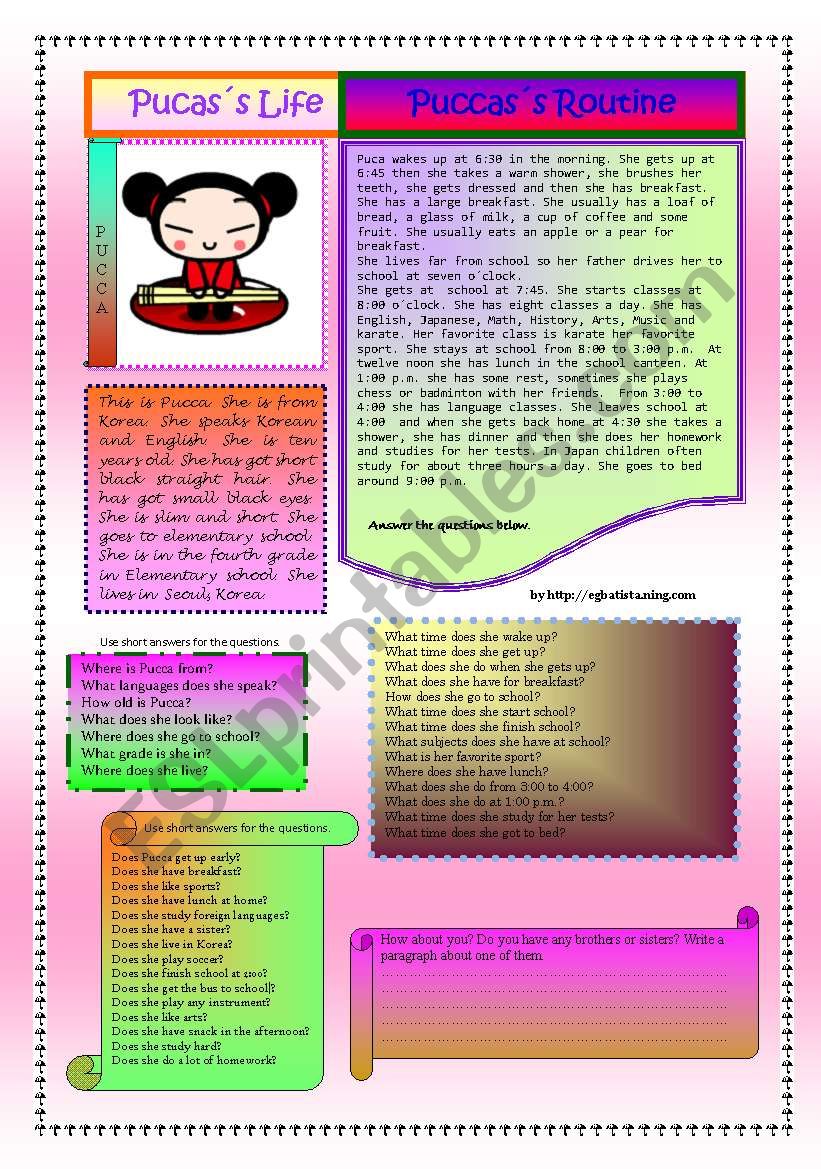 PUCAÂ´S ROUTINE worksheet