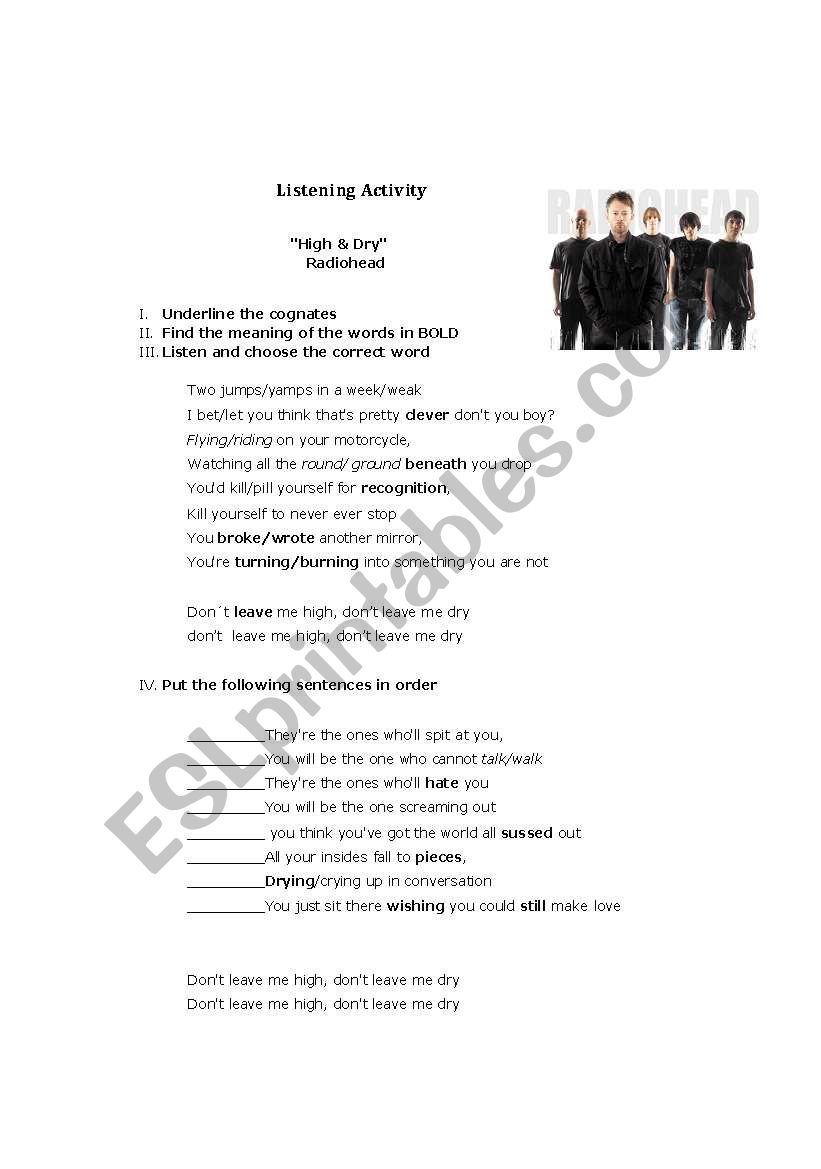 Listening Activity : Â´High and DryÂ´ (Radiohead)