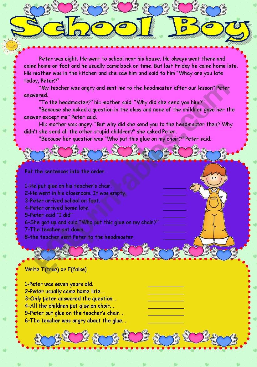 School boy worksheet