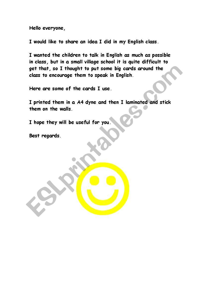 Classroom language worksheet