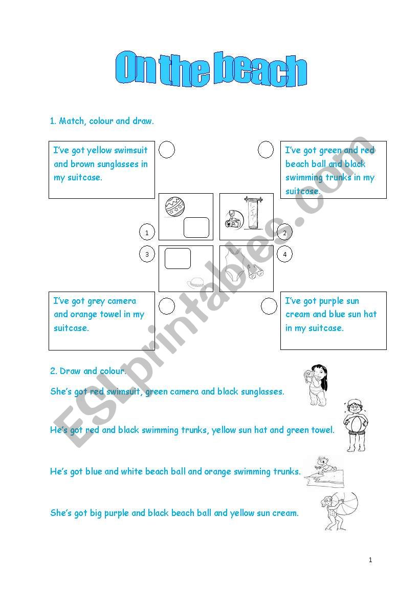 on the beach worksheet