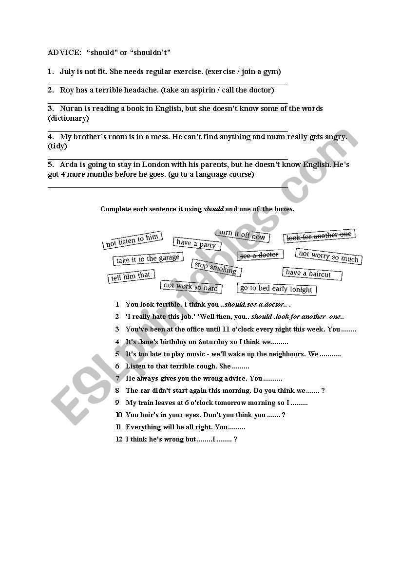 should worksheet