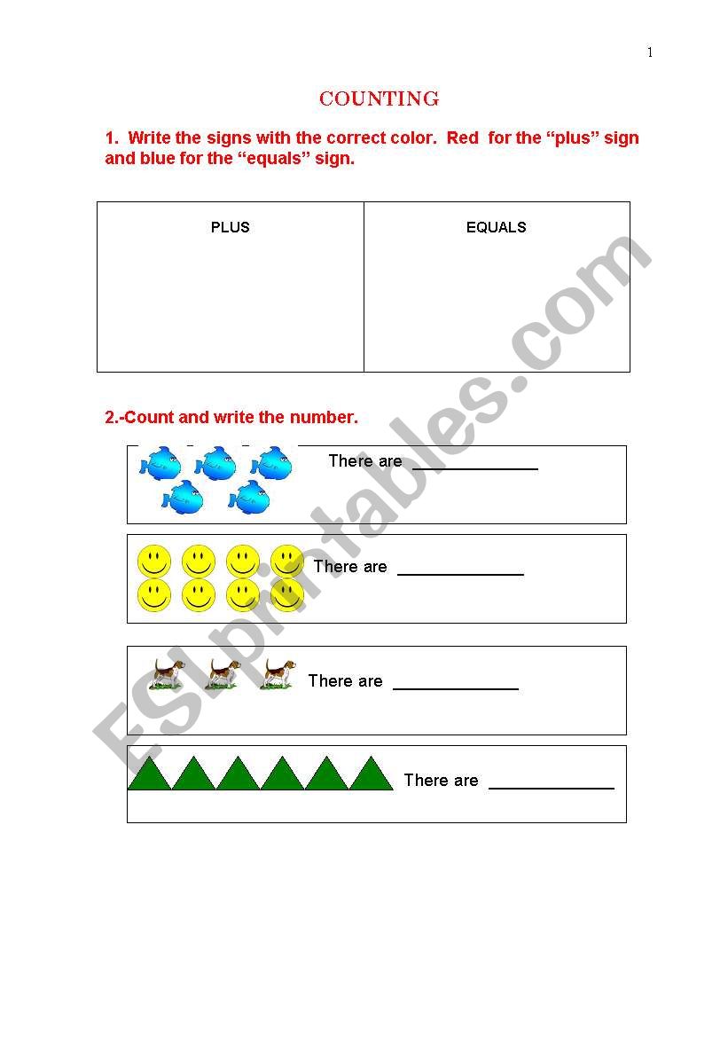 COUNTING worksheet