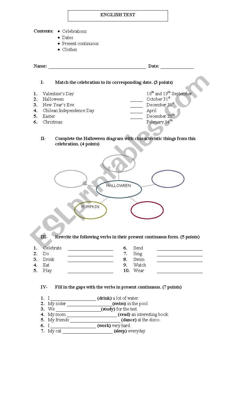 PRESENT CONTINUOUS TEST worksheet