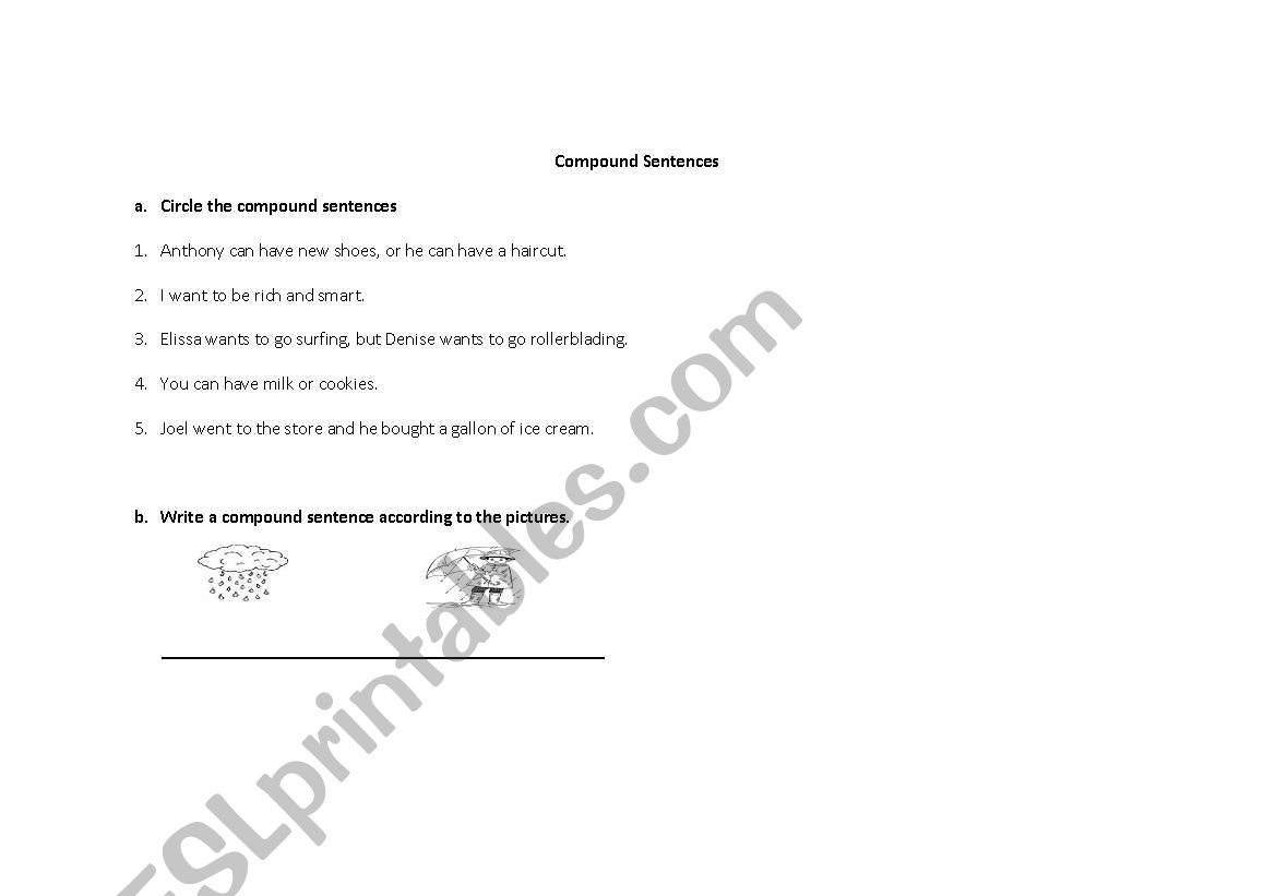 Compound sentences worksheet