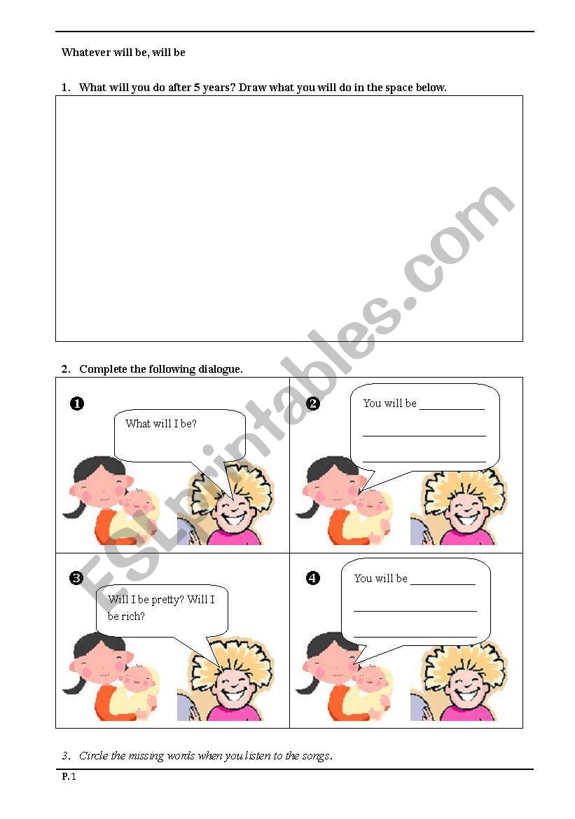 Que Sara Sara worksheet