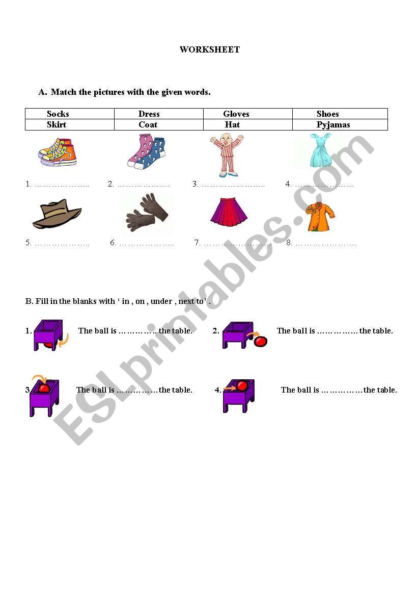 Clothes worksheet