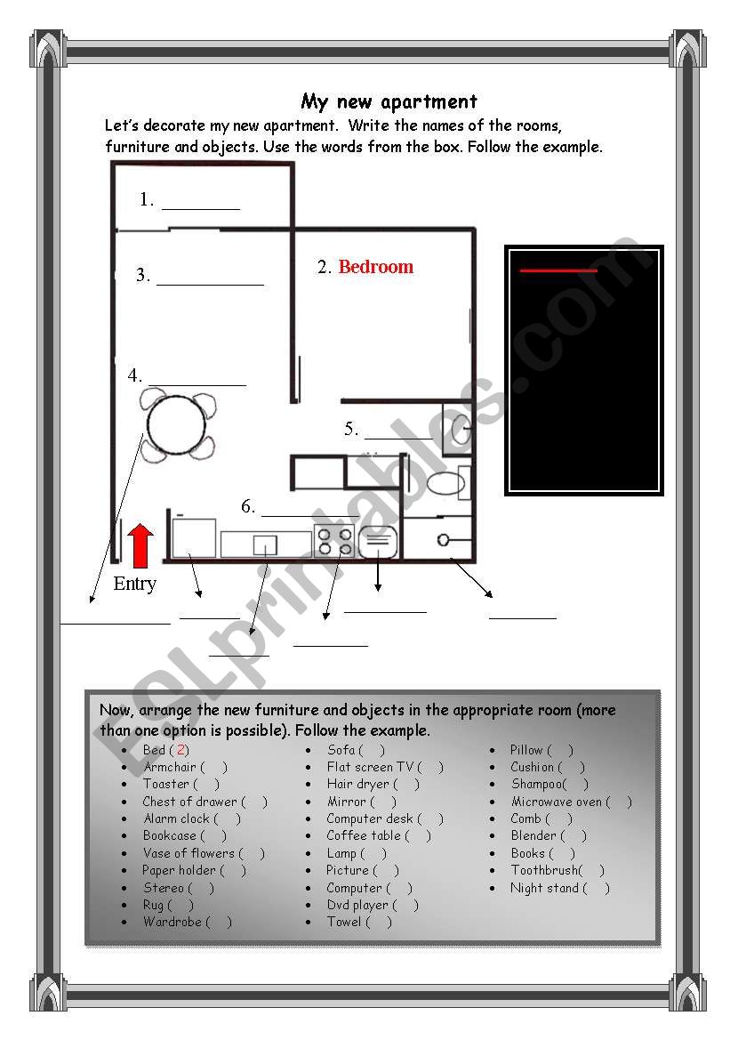 My new apartment worksheet