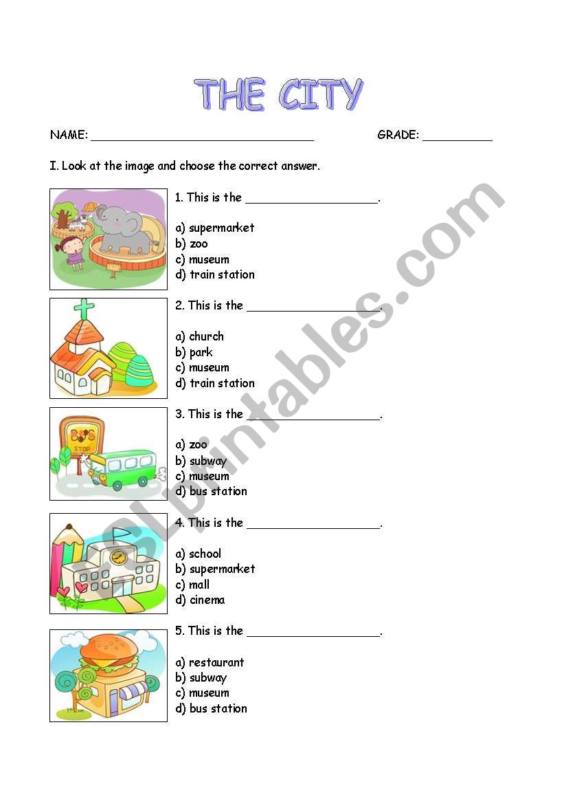 PLACES IN A CITY worksheet