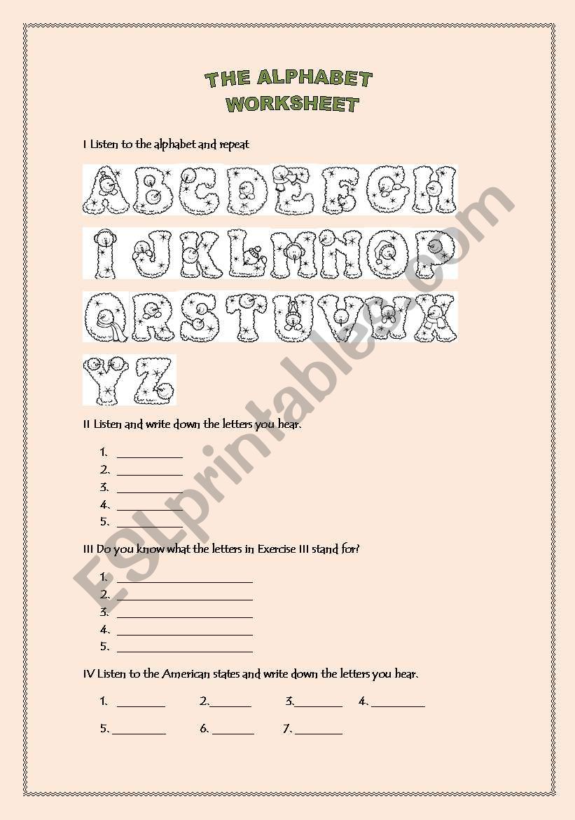 the alphabet worksheet worksheet